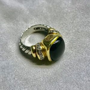 David Yurman Diamond Onyx Noblesse Ring Size 6